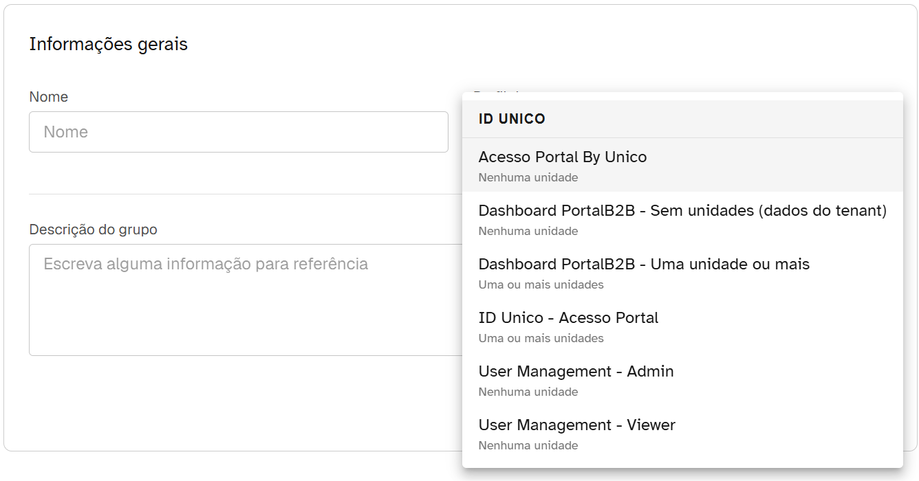 Destaque de perfis e unidades